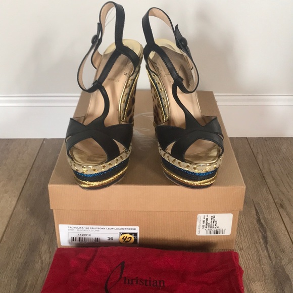 Christian Louboutin Trotolita 140 Calf/Pony Wedge - Picture 2 of 6